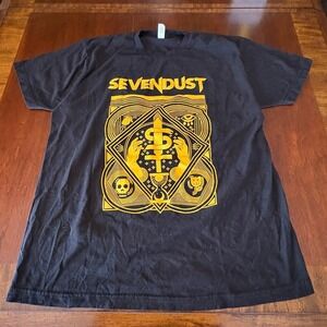 Sevendust Band T-Shirt Yellow Graphic Black Tee Tultex XL